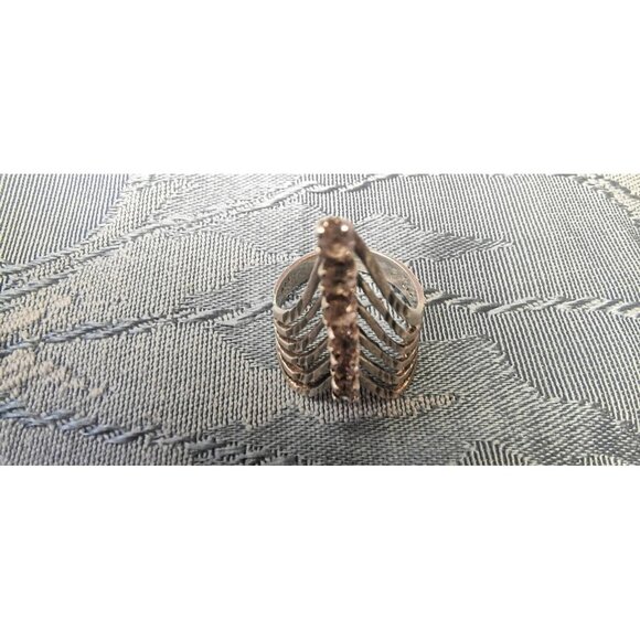 Vintage Sterling Silver 925 Multi Band Index Finger Ring w Clear Stone Accen 6.5 - Picture 9 of 9